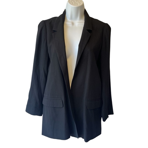All Saints blazer jacket US 0 UK 4 EU 32 Black Long Open front Viscose Womens - Picture 1 of 9